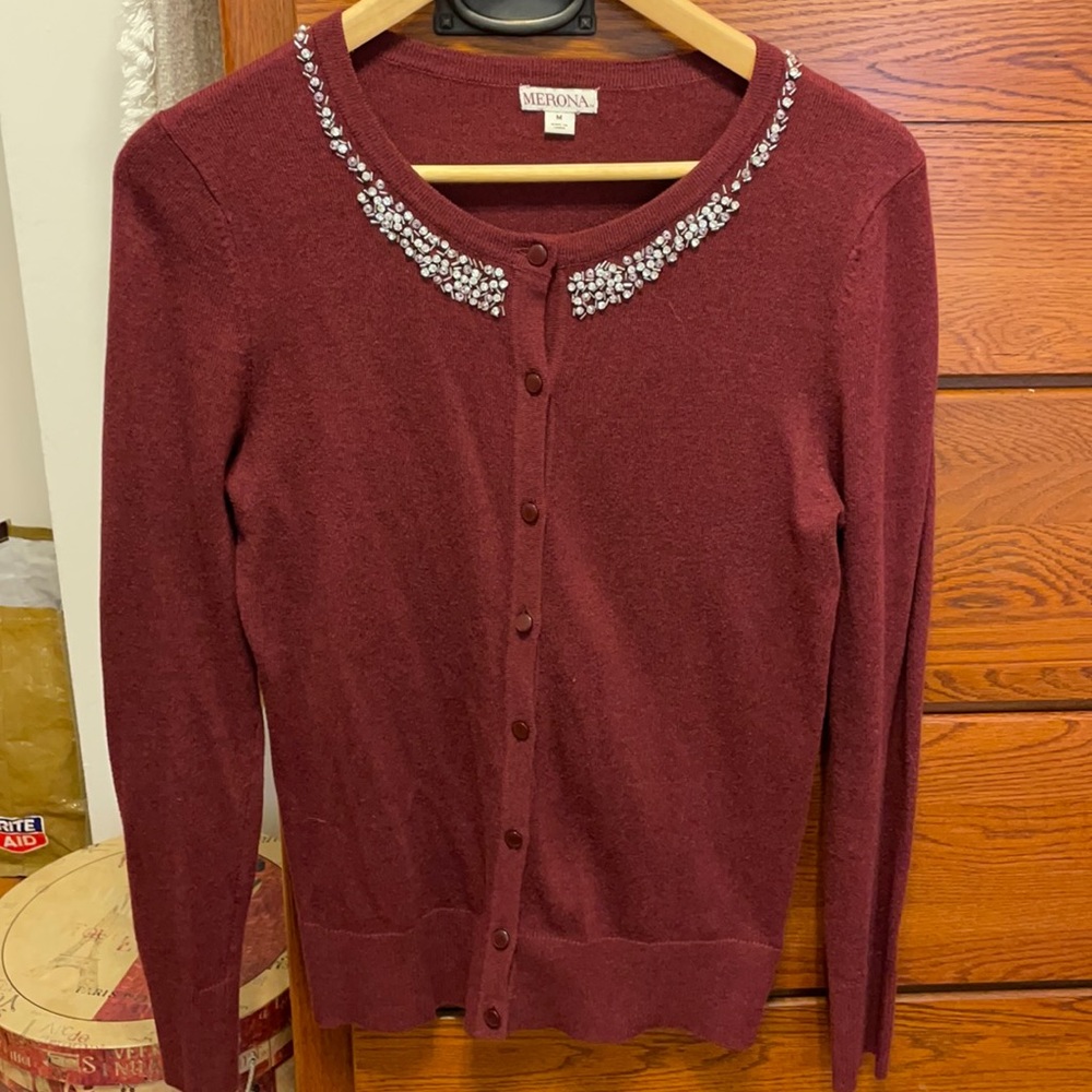 Merona size M burgundy cardigan